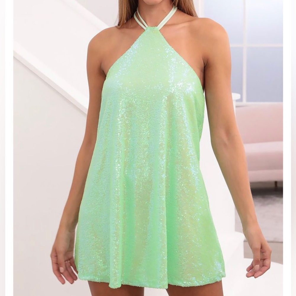 Halter Green Mini Dress